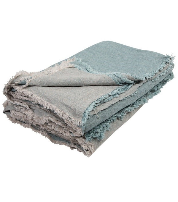 Plaid Vive Versa Lino Lavado Arrugado Aqua / Givre