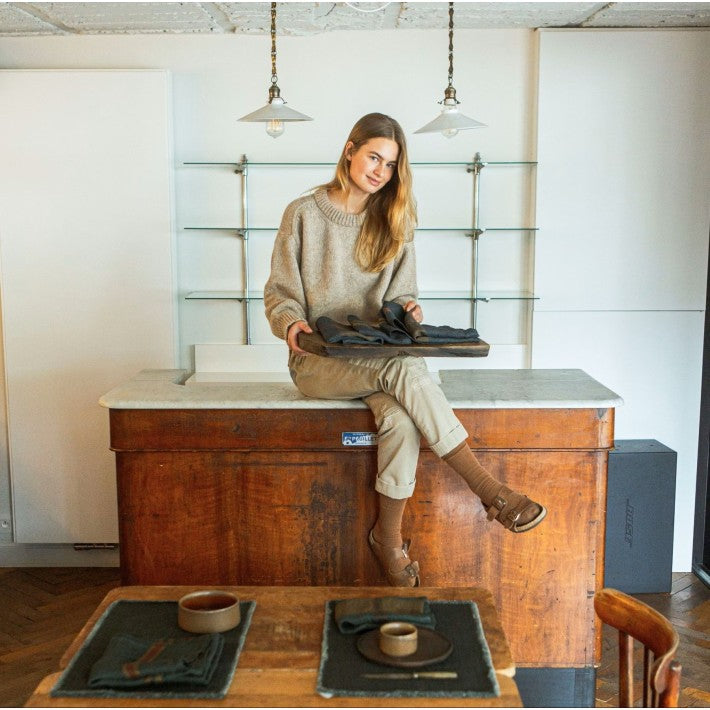 Mantel individual Jasper Place Faded Black