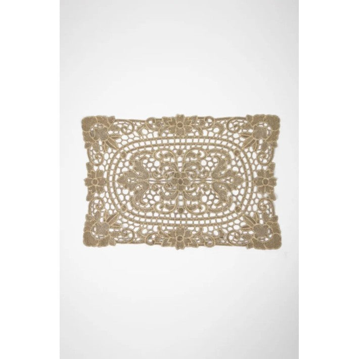 Mantel Luna – Algodón bordado color topo