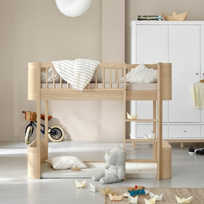 Wood Mini + Low Loft Bed Roble Natural