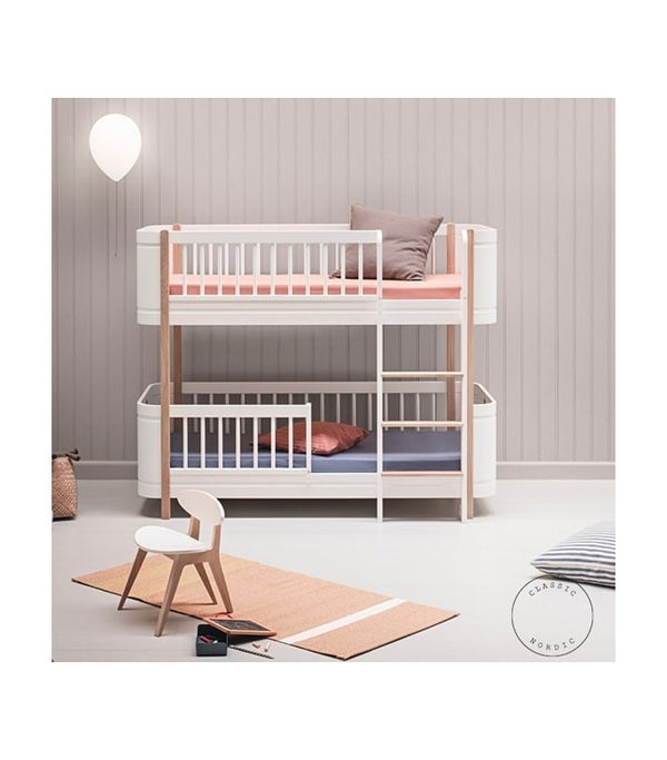 WOOD MINI+ LOW BUNK BED, WHITE/OAK