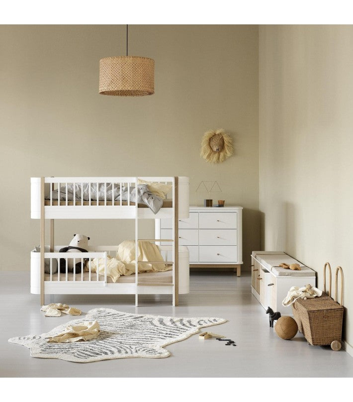 WOOD MINI+ LOW BUNK BED, WHITE/OAK