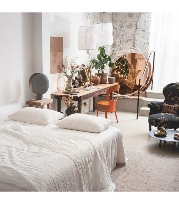 Plaid Vice Versa Gasa Lino Blanco