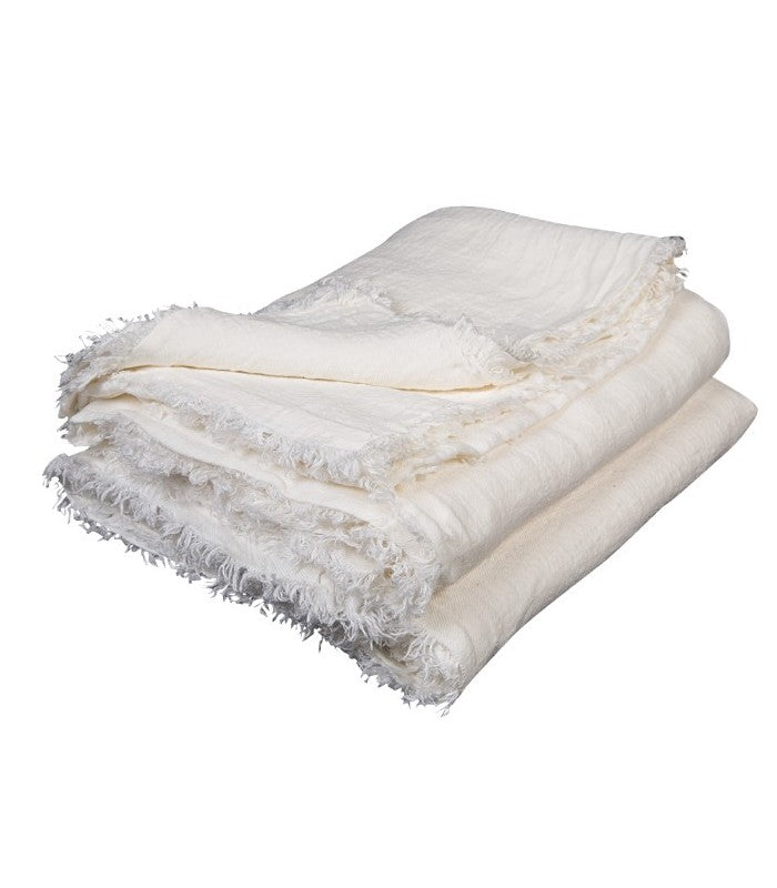 Plaid Viceversa en Lino Lavado Arrugado Blanc / Ecru