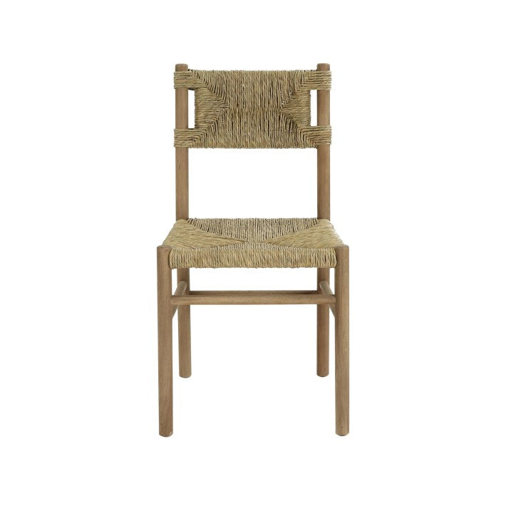 Silla de roble con respaldo de ratán