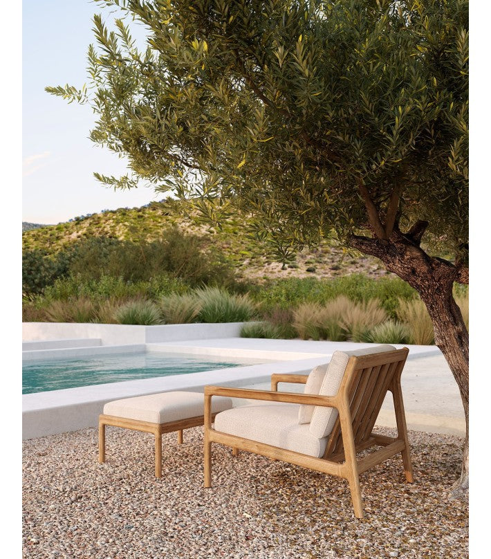 Reposapiés Jack de exterior en teca - blanco crudo