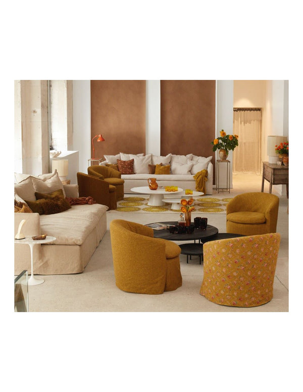 Sofá de Chenilla Blanco Boho 220